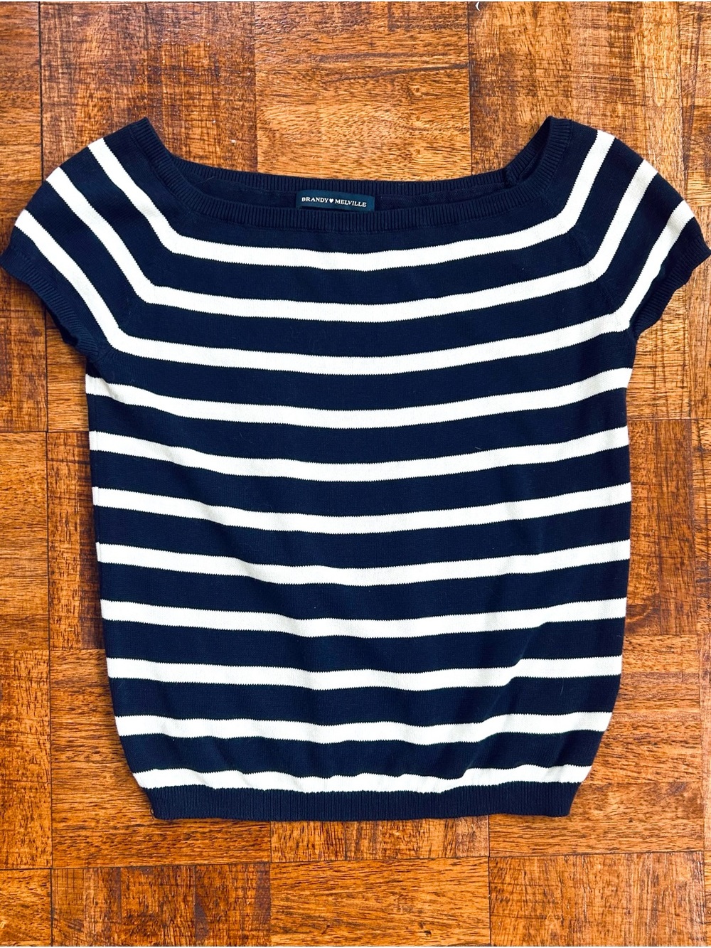 Brandy Melville sz 0 / XXS Navy WhiteStriped Knit Top Cotton